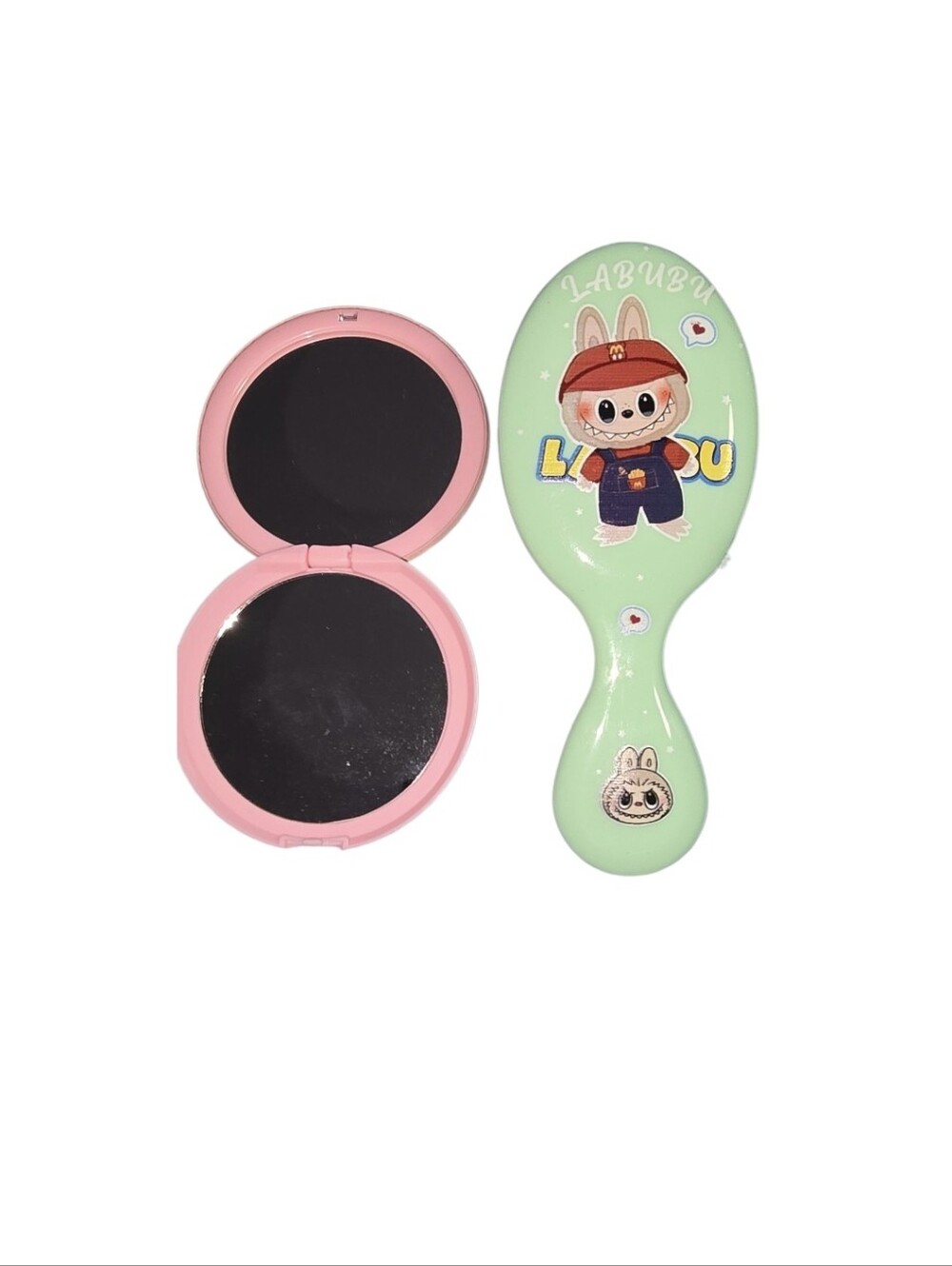 #B47 Labubu Cute Bunny Hand Mirror Set - Pink & Mint